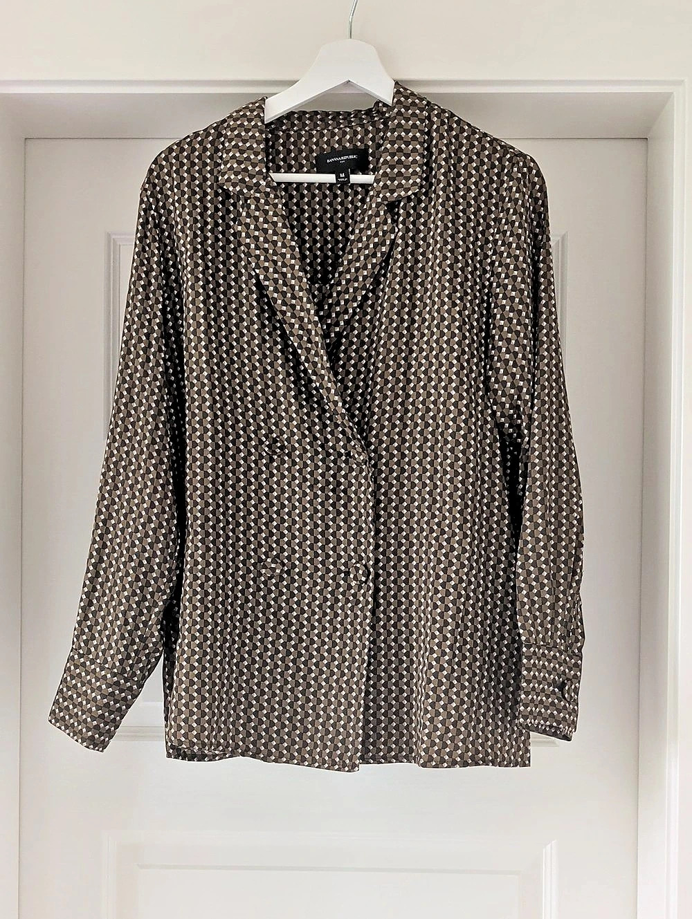 Banana Republic Geometric Blouse in Golden Brown & Black